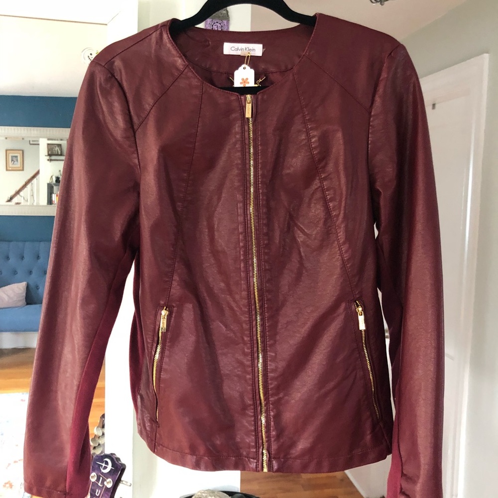 Red Calvin Klein Pleather Jacket
